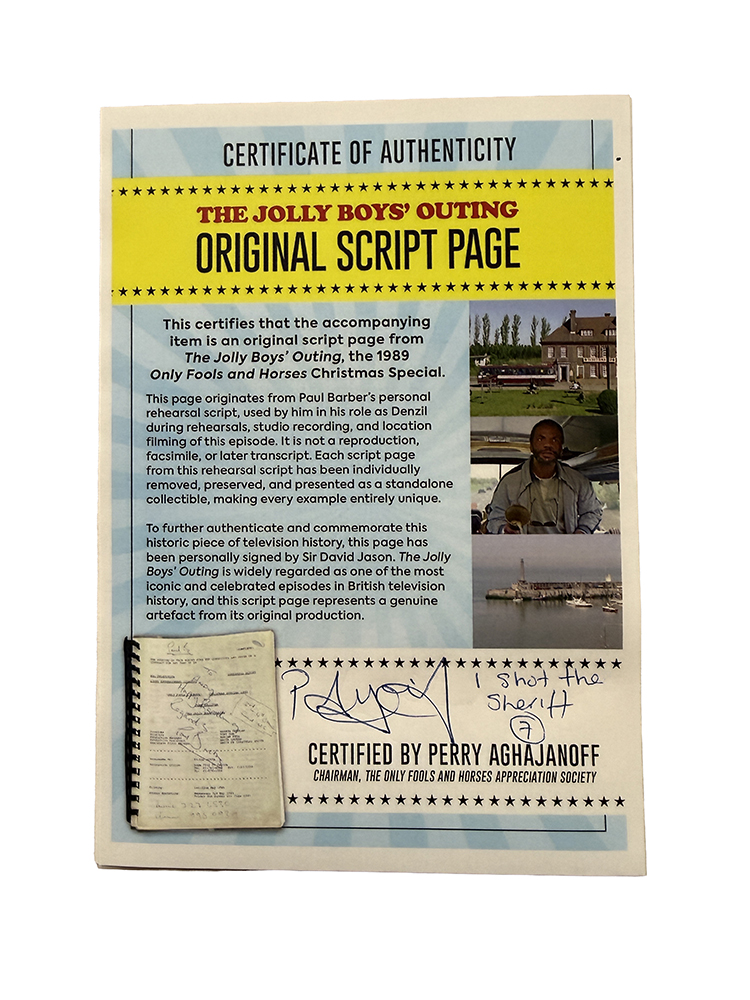 Signed Script Pages Original Only Fools and Horses Jolly Boys Outing Script Page Signed by ...